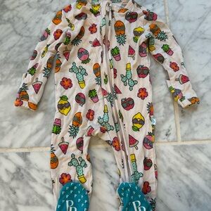 Posh Peanut Colorful Footie Pajama One with Fun Cactus Print